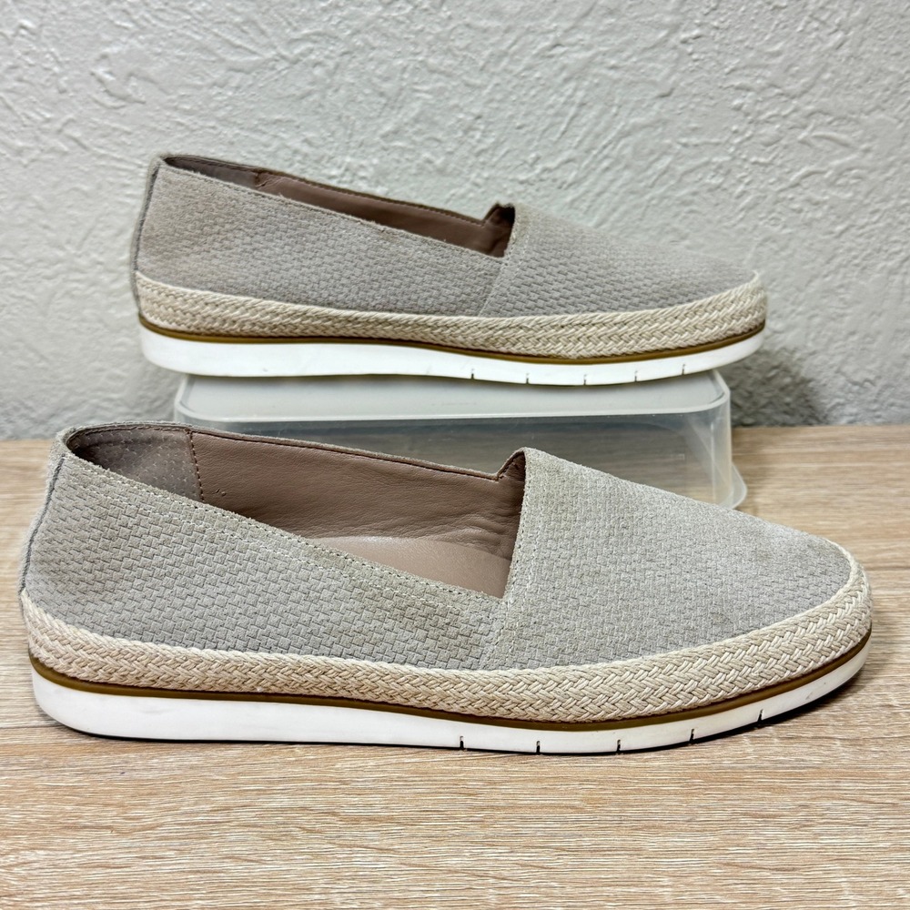 Donald Pliner Loafers 7.5M Palm Espadrille Taupe Jute Leather Slip On Platform